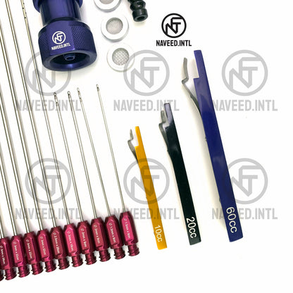 Liposuction Cannula Set, 27-Piece Fat Grafting & Nano Fat Transfer Kit with Syringe Stand 5 in One Maroon Color