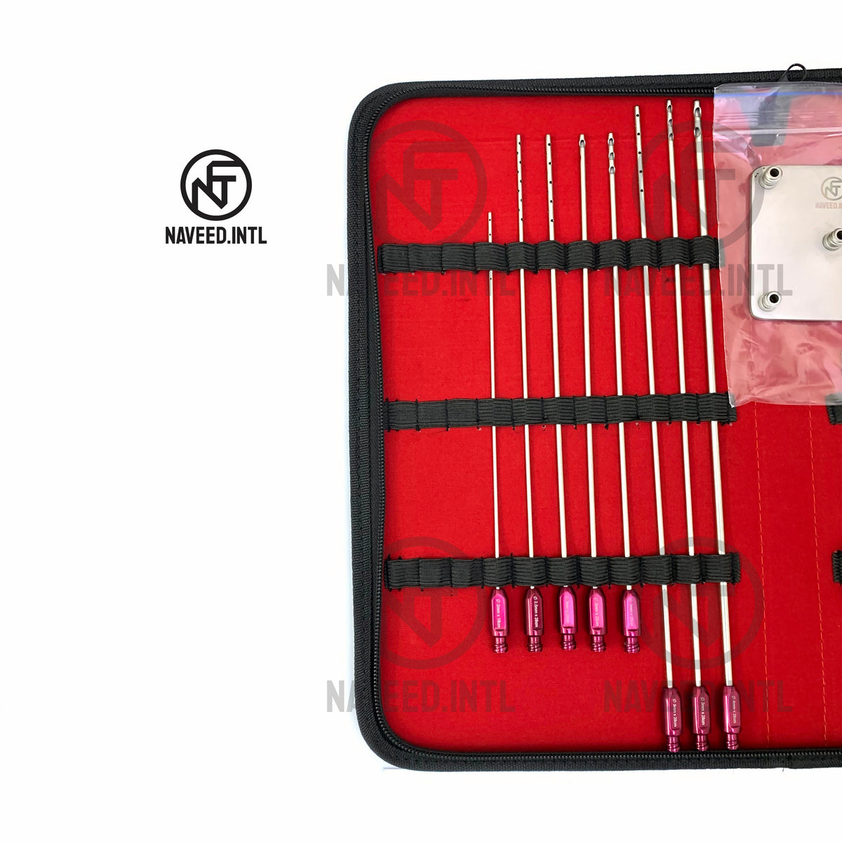 Liposuction Cannula Set, 27-Piece Fat Grafting & Nano Fat Transfer Kit with Syringe Stand 5 in One Maroon Color