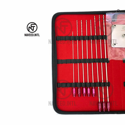 Liposuction Cannula Set, 27-Piece Fat Grafting & Nano Fat Transfer Kit with Syringe Stand 5 in One Maroon Color