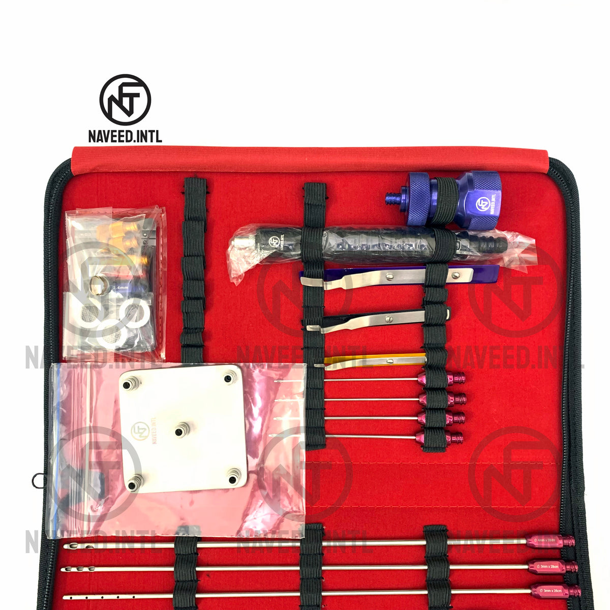 Liposuction Cannula Set, 27-Piece Fat Grafting & Nano Fat Transfer Kit with Syringe Stand 5 in One Maroon Color
