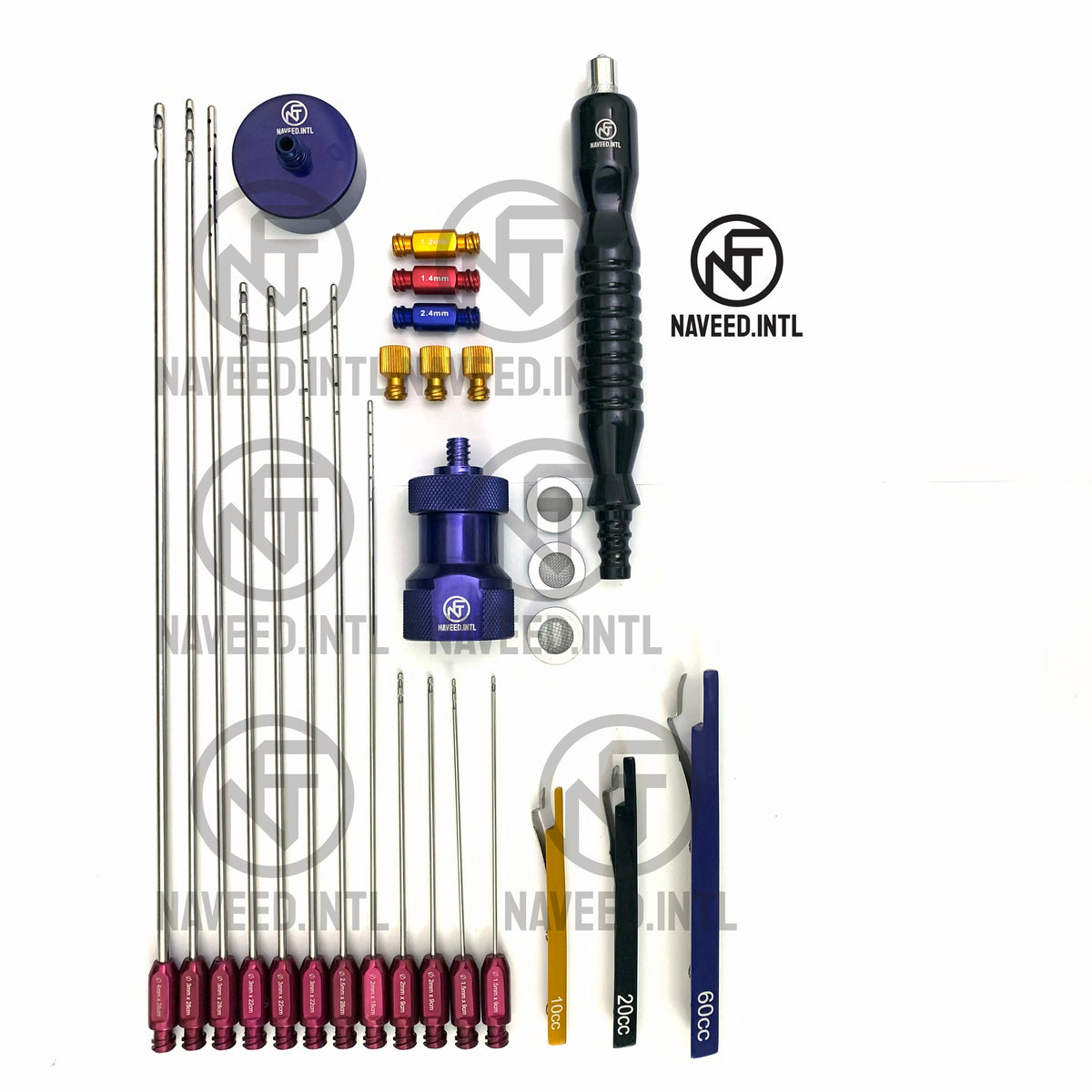Liposuction Cannula Set, 27-Piece Fat Grafting & Nano Fat Transfer Kit with Syringe Stand Maroon