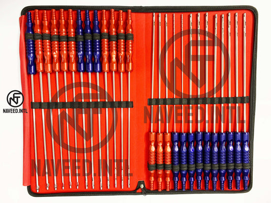 26-Piece Liposuction Fixed Handle Cannula Set | Accelerator, Basket & Infiltration Cannulas | 3–6mm | Surgical Grade with Pouch