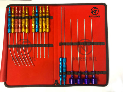 Liposuction Cannula Set of 4 Tommy Hub and 13 Fixed Handle Cannulas Surgical Kit A+ Set