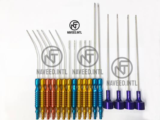 Liposuction Cannula Set of 4 Tommy Hub and 13 Fixed Handle Cannulas Surgical Kit A+ Set