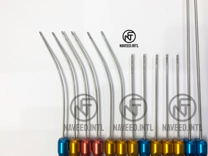 Liposuction Cannula Set of 4 Tommy Hub and 13 Fixed Handle Cannulas Surgical Kit A+ Set