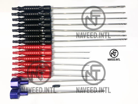 Liposuction Cannula Set of 16 Pieces Fat Grafting Power Handle and Tommy Hub Kit