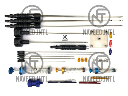 Liposuction Cannulas Set of 28 Fat Grafting Power Handle and Luer Lock Kit A+