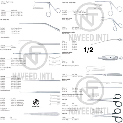 Mastoid Surgery Surgical Instrument Set | ENT Otology Kit | Bellucci Micro Scissor, House Curette, Barbara Ear Pick, Fisch Dissector, Plester Knife, Mayo Super Edge Scissors | German Stainless Steel