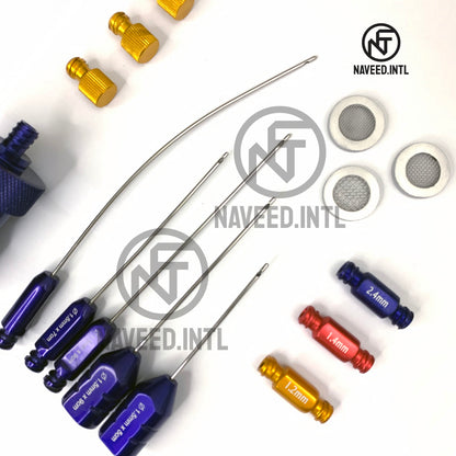 Nano Fat Transfer Set Face Surgery Liposuction Cannulas with 5 cannulas 3 Converter and 3 Syringe Cap