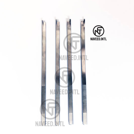 Neivert Anderson Osteotome Guarded Beveled Blade Set of 4 – Full Instrument View Showing Knurled Handles and Satin Finish Shafts by Naveed International