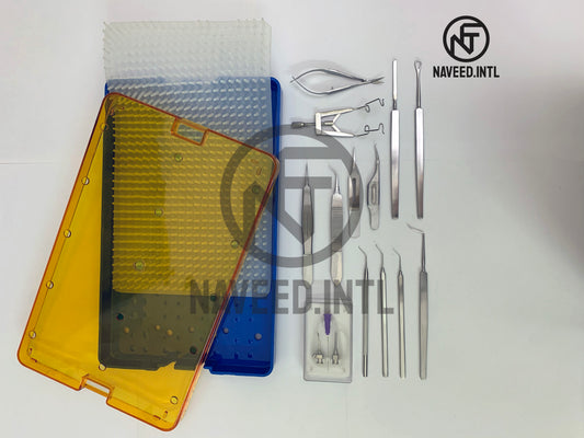 Ophthalmic Cataract Micro Surgery Instrument Kit – 13 Pieces with Autoclavable Tray | Complete Eye Surgery Set