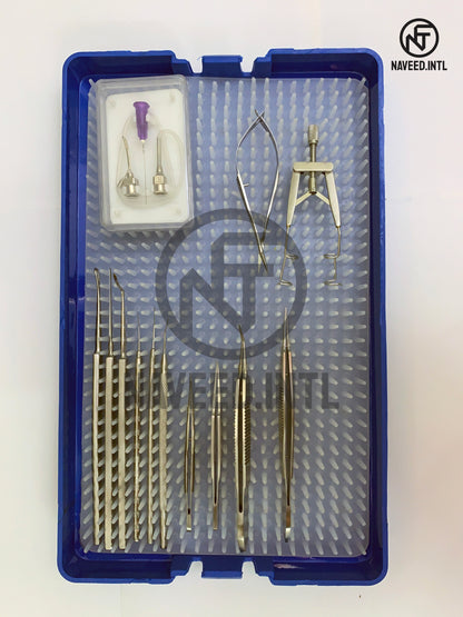 Ophthalmic Cataract Micro Surgery Instrument Kit – 13 Pieces with Autoclavable Tray | Complete Eye Surgery Set