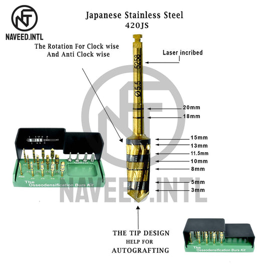 Dental Implant Osseodensification Burs Kit 17 Pieces Excellent Quality