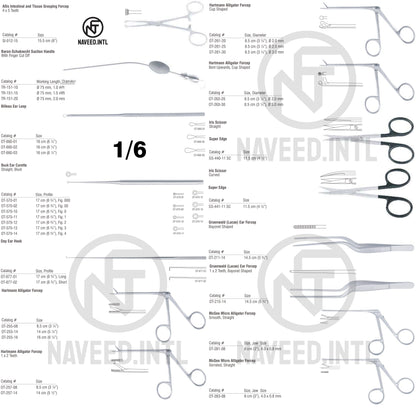 Oto-Rhino-Laryngological Surgery Instrument Set | Complete ENT ORL Kit | Forceps, Super Edge Scissors, Retractors, Suction Tubes, Needle Holders, Rongeurs & Ligature Needles | German Stainless Steel