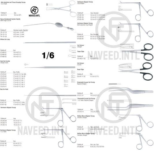 Oto-Rhino-Laryngological Surgery Instrument Set | Complete ENT ORL Kit | Forceps, Super Edge Scissors, Retractors, Suction Tubes, Needle Holders, Rongeurs & Ligature Needles | German Stainless Steel