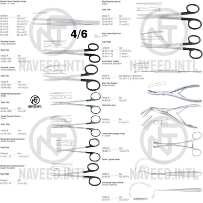 Oto-Rhino-Laryngological Surgery Instrument Set | Complete ENT ORL Kit | Forceps, Super Edge Scissors, Retractors, Suction Tubes, Needle Holders, Rongeurs & Ligature Needles | German Stainless Steel