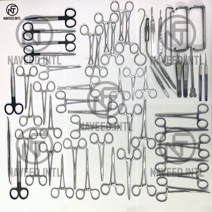 Plastic Surgery Instrument Set | Complete Reconstructive Surgery Kit | Graefe Forceps, Mayo Super Edge Scissors, Frazier Suction Tube, Farabeuf Retractor, Skin Hooks, Halsey Needle Holders & Micro-Mosquito Forceps | Kidney Trays Set