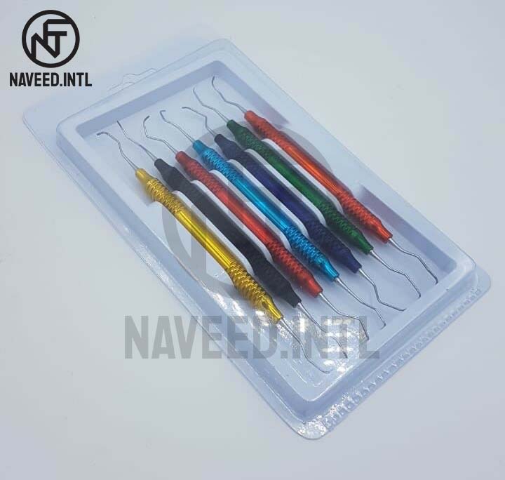 Gracey Curette Set 7 Pieces – Multicolour Hollow Handle Periodontal Scalers | Full Mouth Coverage | Complete Dental Instrument Kit
