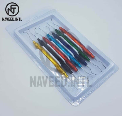 Gracey Curette Set 7 Pieces – Multicolour Hollow Handle Periodontal Scalers | Full Mouth Coverage | Complete Dental Instrument Kit