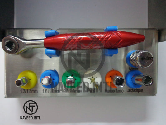 Dental Implant Remover Kit 8 Pieces – Screw Hex Driver, Pilot Drill & Ratchet Wrench | Complete Implant Removal Instrument Set