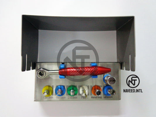 Dental Implant Remover Kit 8 Pieces – Screw Hex Driver, Pilot Drill & Ratchet Wrench | Complete Implant Removal Instrument Set