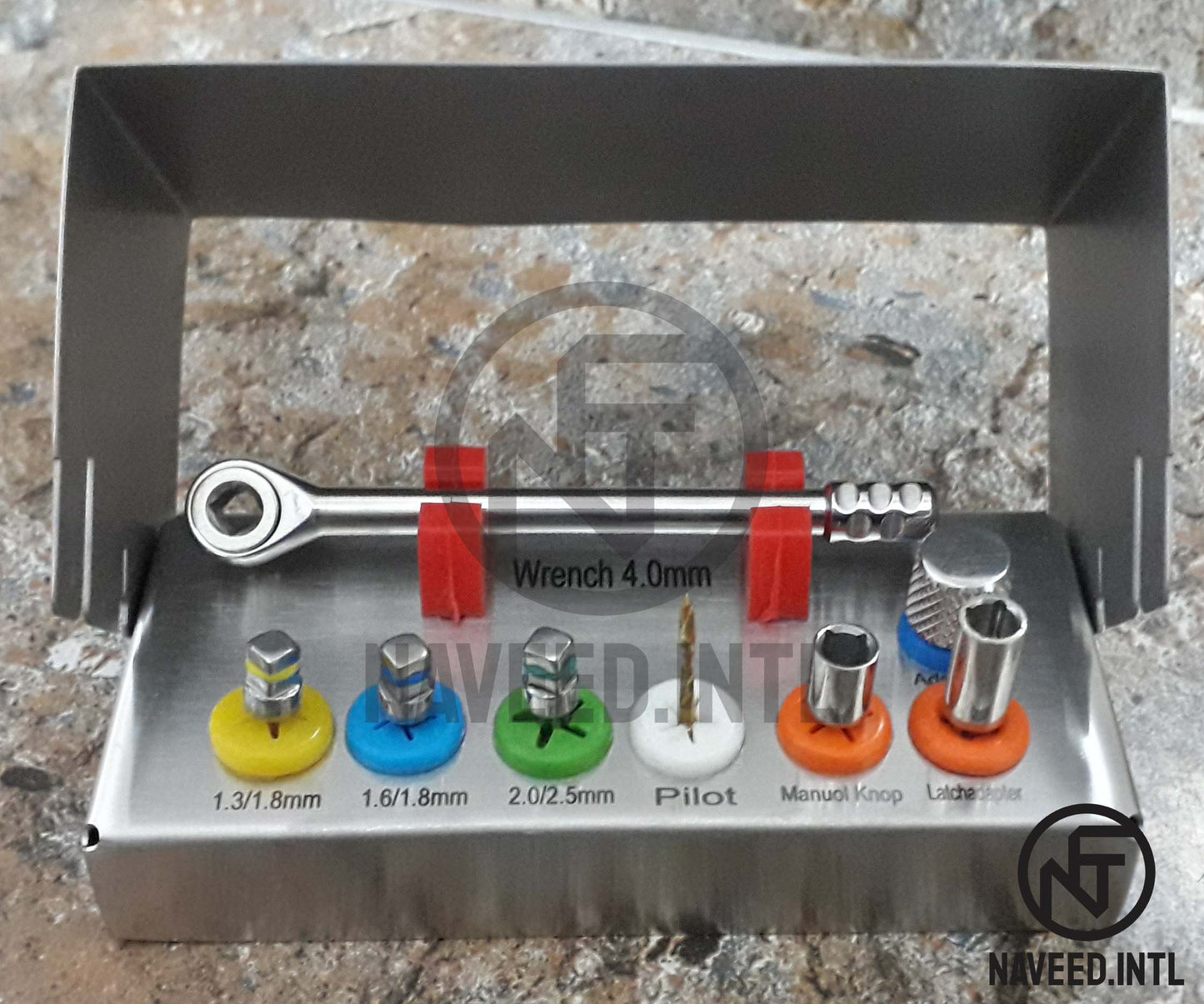 Dental Implant Remover Kit 8 Pieces – Screw Hex Driver, Pilot Drill & Ratchet Wrench | Complete Implant Removal Instrument Set