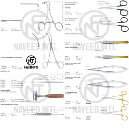 TMJ Surgery Surgical Instrument Set | Temporomandibular Joint Kit | Castroviejo Micro Needle Holders, Stevens Tenotomy Scissors, DeBakey Vascular Clamps, Mini-Lambotte Osteotome & Scoville Curette | German Stainless Steel