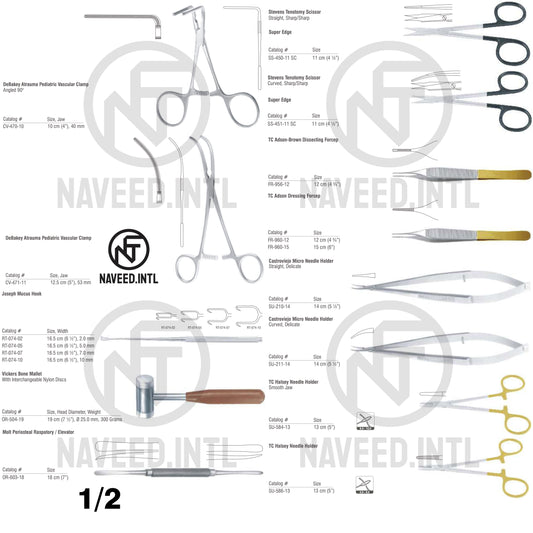TMJ Surgery Surgical Instrument Set | Temporomandibular Joint Kit | Castroviejo Micro Needle Holders, Stevens Tenotomy Scissors, DeBakey Vascular Clamps, Mini-Lambotte Osteotome & Scoville Curette | German Stainless Steel