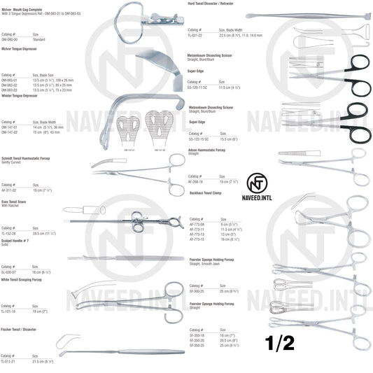 Tonsillectomy & Adenoidectomy Surgical Instrument Set | ENT T&A Kit | McIvor Mouth Gag, Eves Tonsil Snare, Beckmann Adenoid Curette, TC DeBakey Needle Holder, Metzenbaum Scissors & Foerster Forceps | German Stainless Steel