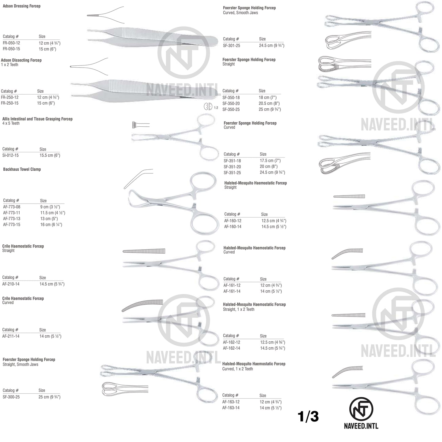 Tracheostomy Set 1/3 – Adson Dressing and Dissecting Forceps, Allis Tissue Forcep, Backhaus Towel Clamps, Crile and Halsted-Mosquito Haemostatic Forceps, Foerster Sponge Forceps by Naveed International