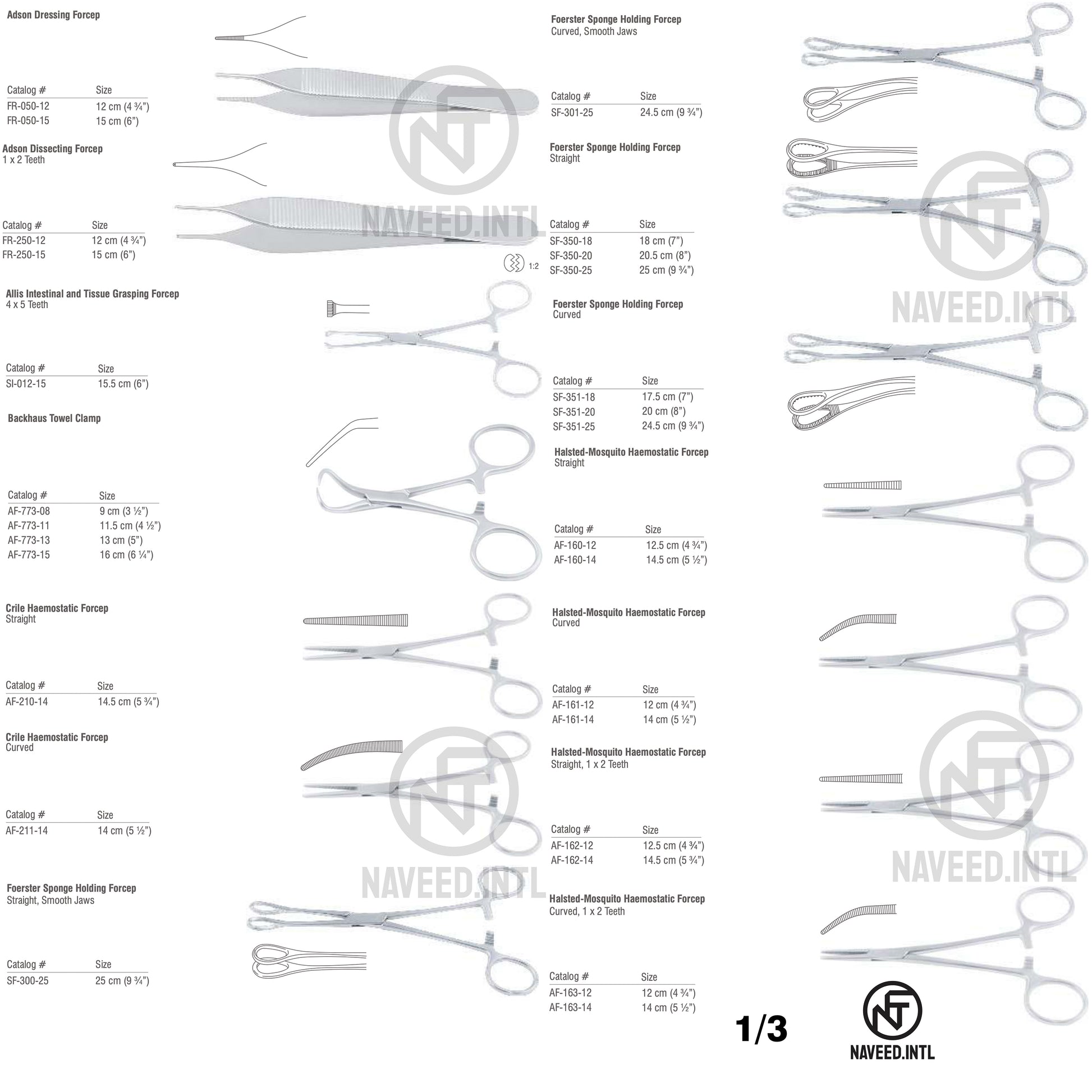Tracheostomy Set 1/3 – Adson Dressing and Dissecting Forceps, Allis Tissue Forcep, Backhaus Towel Clamps, Crile and Halsted-Mosquito Haemostatic Forceps, Foerster Sponge Forceps by Naveed International