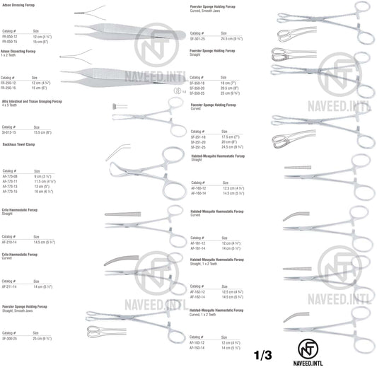 Tracheostomy Set 1/3 – Adson Dressing and Dissecting Forceps, Allis Tissue Forcep, Backhaus Towel Clamps, Crile and Halsted-Mosquito Haemostatic Forceps, Foerster Sponge Forceps by Naveed International