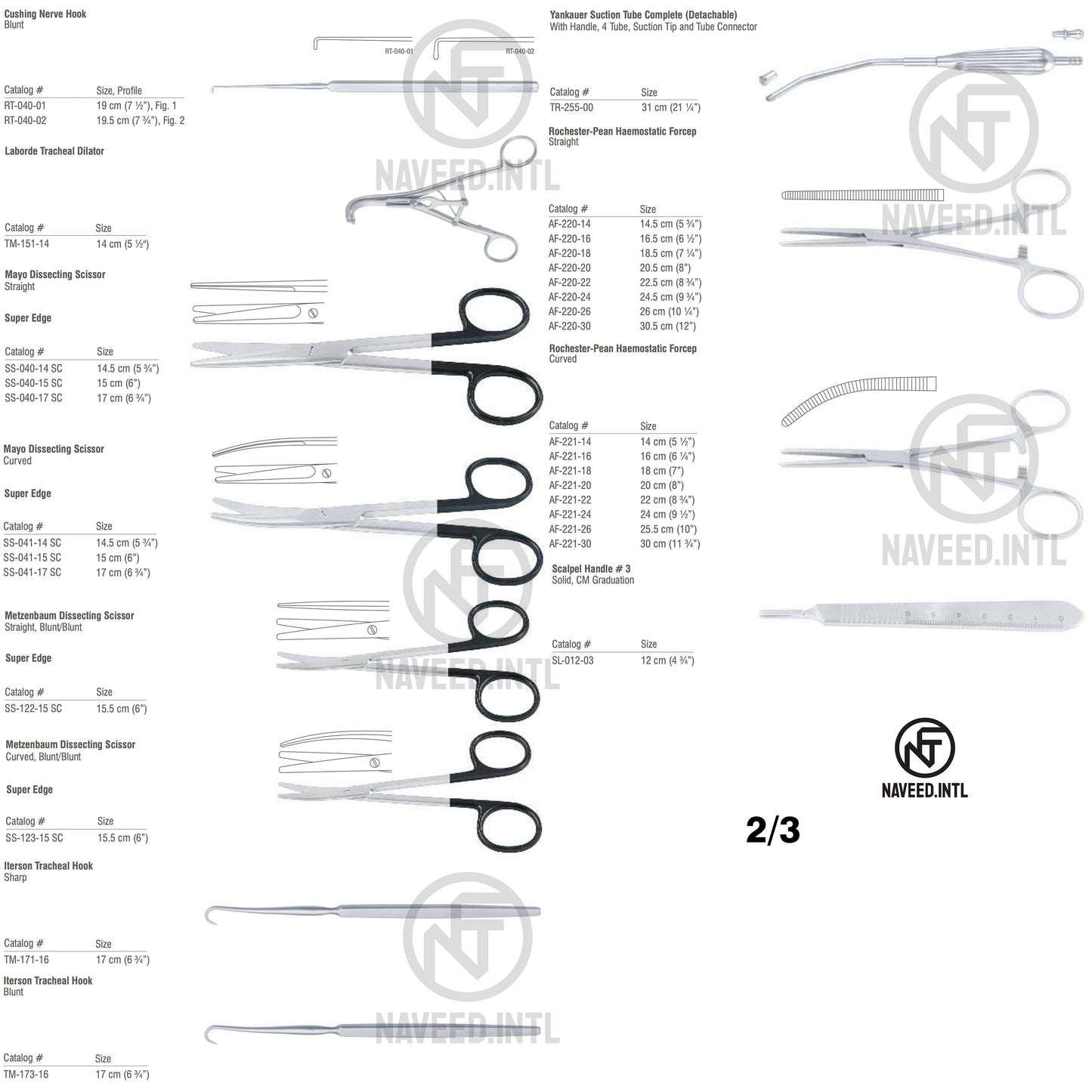 Tracheostomy Set 2/3 – Laborde Tracheal Dilator, Iterson Tracheal Hooks Sharp and Blunt, Cushing Nerve Hook, Mayo and Metzenbaum Super Edge Scissors, Rochester-Pean Forceps, Yankauer Suction Tube Complete by Naveed International