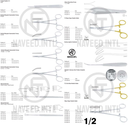 Varices Operating Surgical Instrument Set | Varicose Vein Surgery Kit | Varady Varix Instruments, Nabatoff Vein Probes, Koeing Ligature Conductor, TC Needle Holders, Halsted-Mosquito Forceps & Wound Retractors | German Stainless Steel
